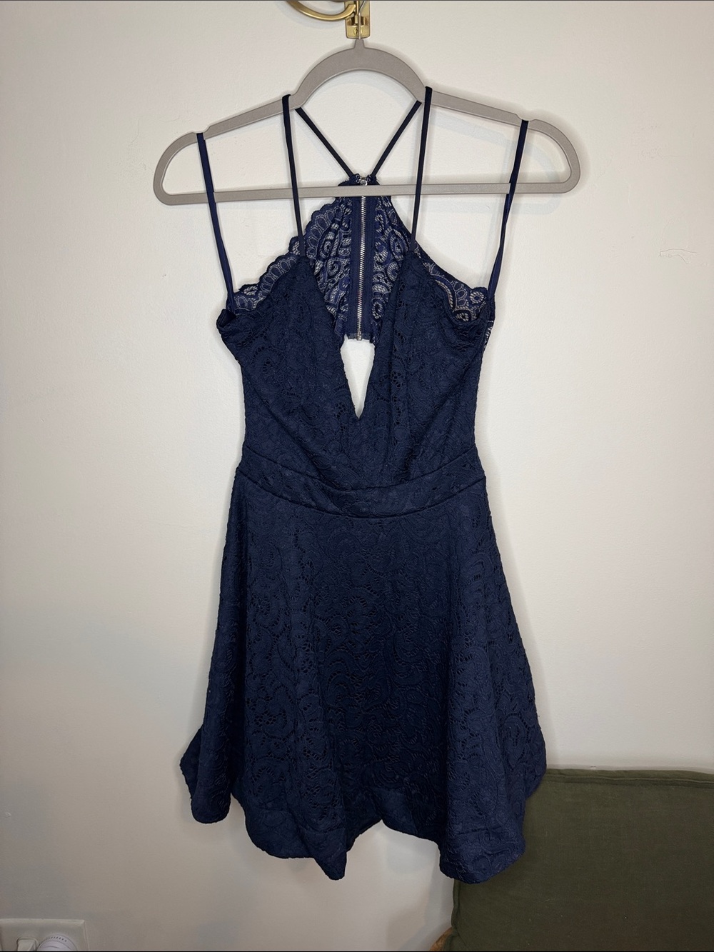 Windsor Navy Lace Mini Dress with Strappy Back